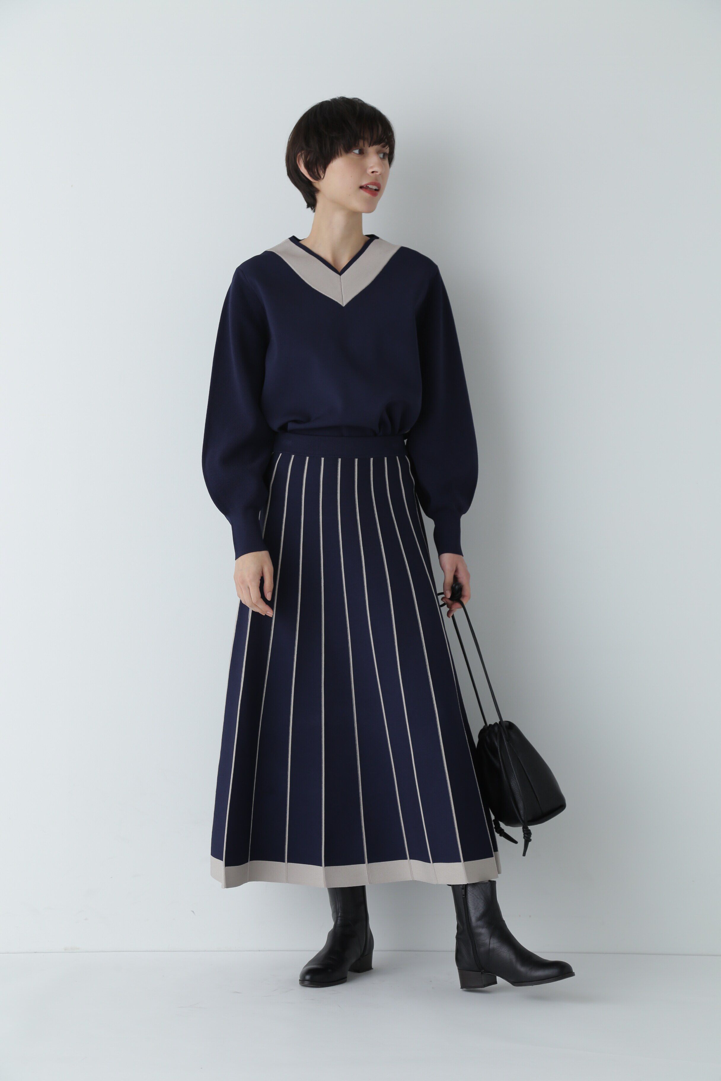  「ライン入りニットスカート」|スカート|