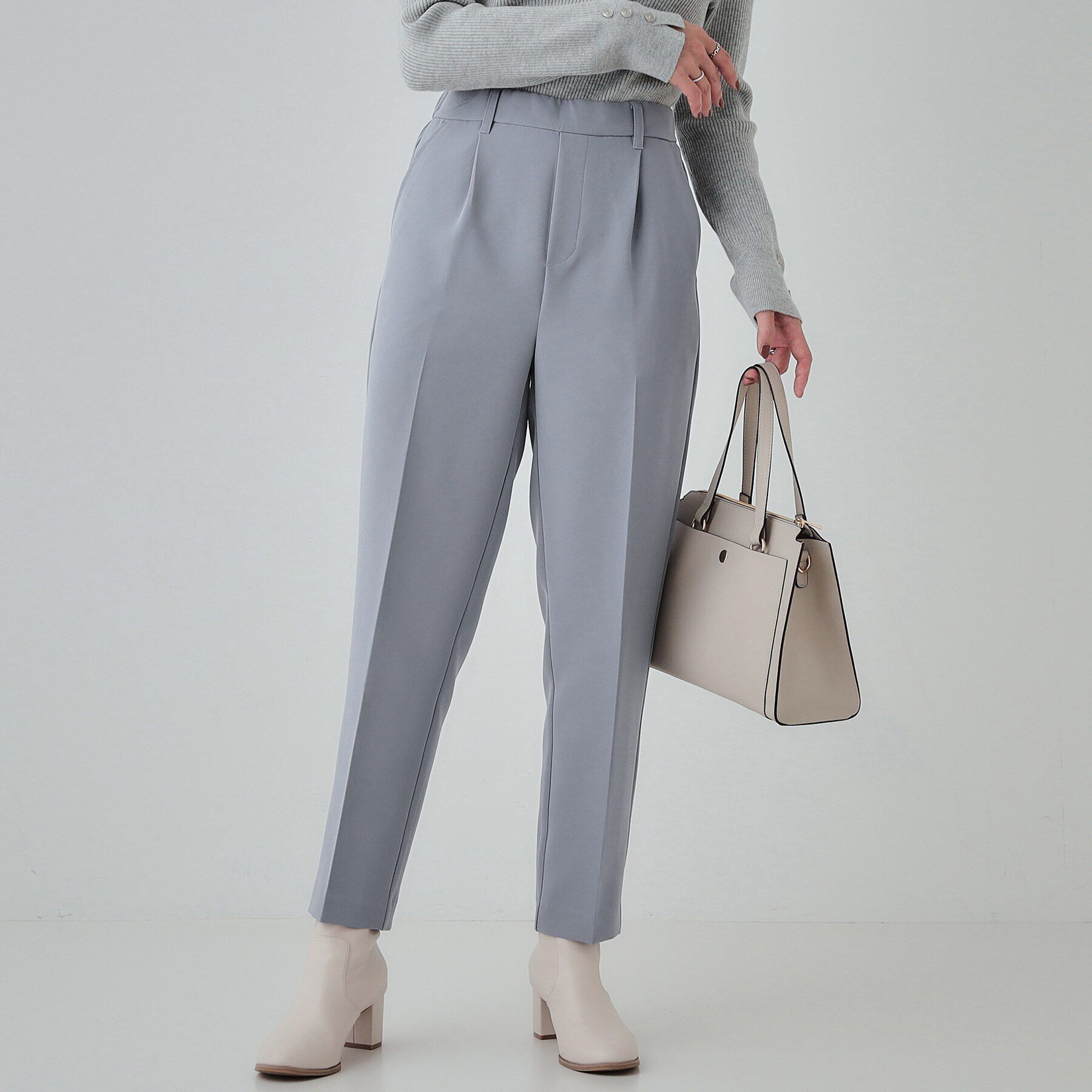 SHOO･LA･RUE「【SS-3L/洗える/通勤・セレモニーにも】しなやかな身のこなしが叶う ストレッチテーパードパンツ」|その他|ブルー(091)