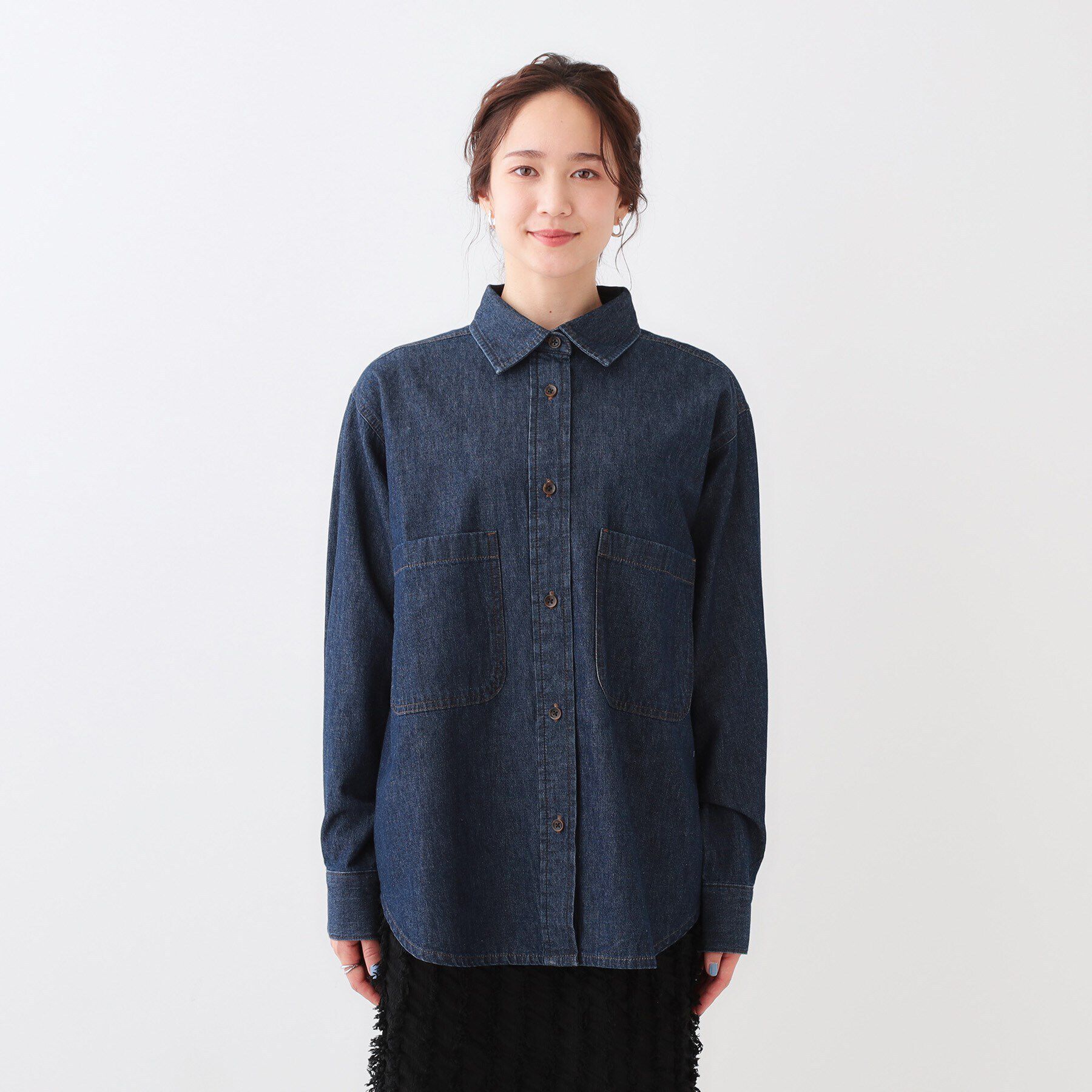 SHOO･LA･RUE「【洗える/S-LL】BIGポケット オーバーサイズデニムシャツ」|シャツ・ブラウス|