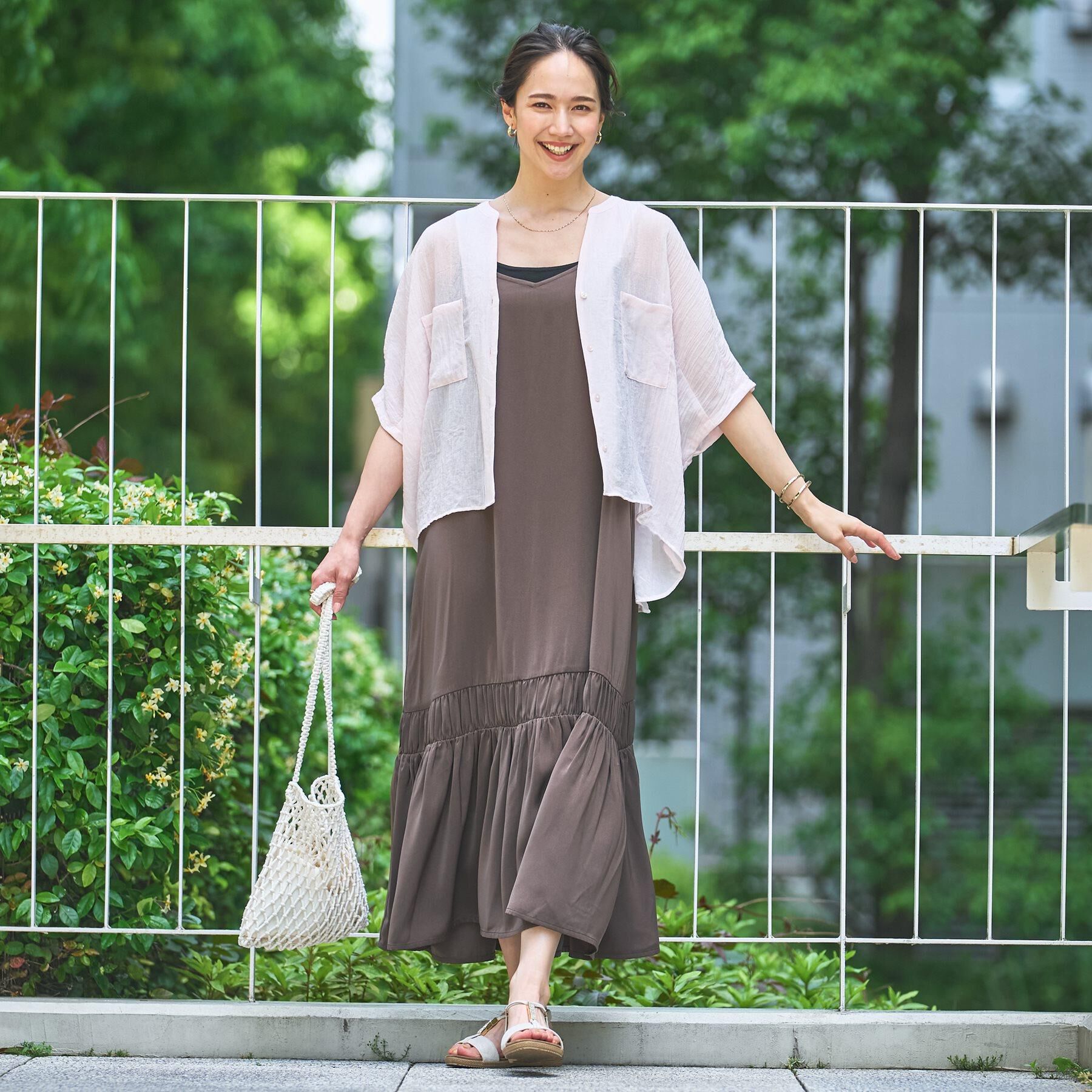 SHOO･LA･RUE「【ひんやり】シャーリングがアクセントに 大人のデザインキャミワンピース」|ワンピース|