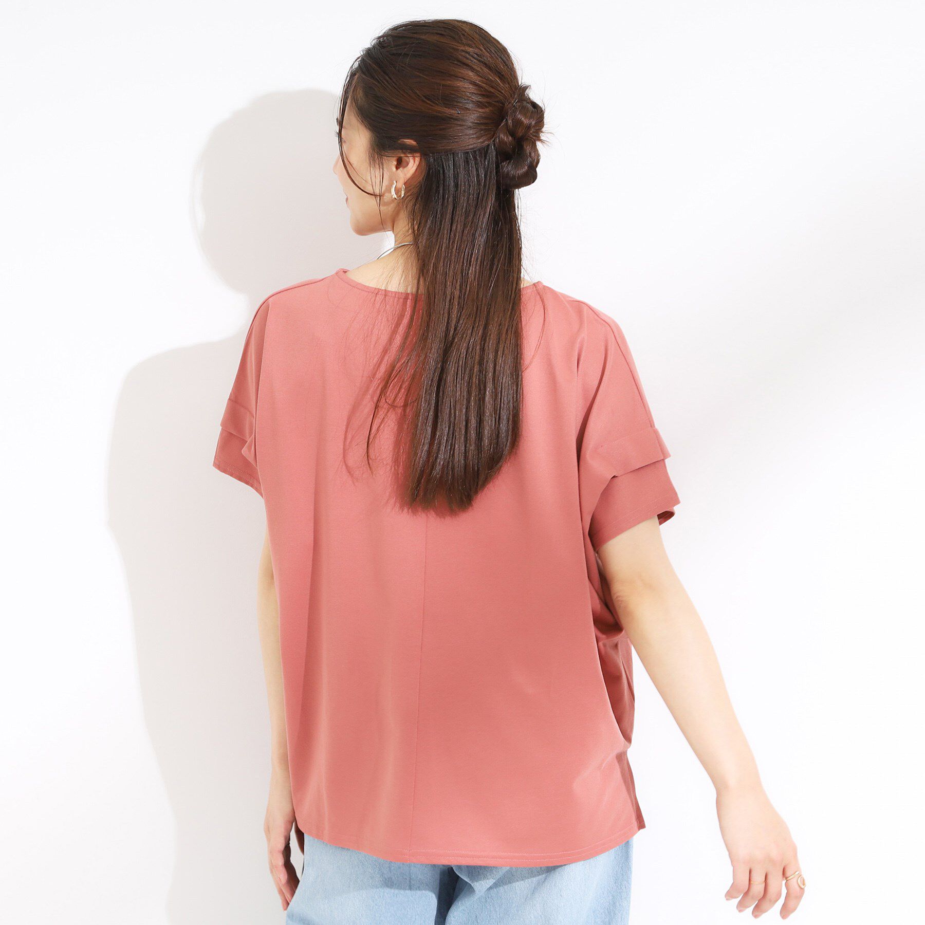 SHOO･LA･RUE「【S-LL/UV/吸水速乾】さらりと着こなす 肩タックゆるトップス」|Tシャツ・カットソー|