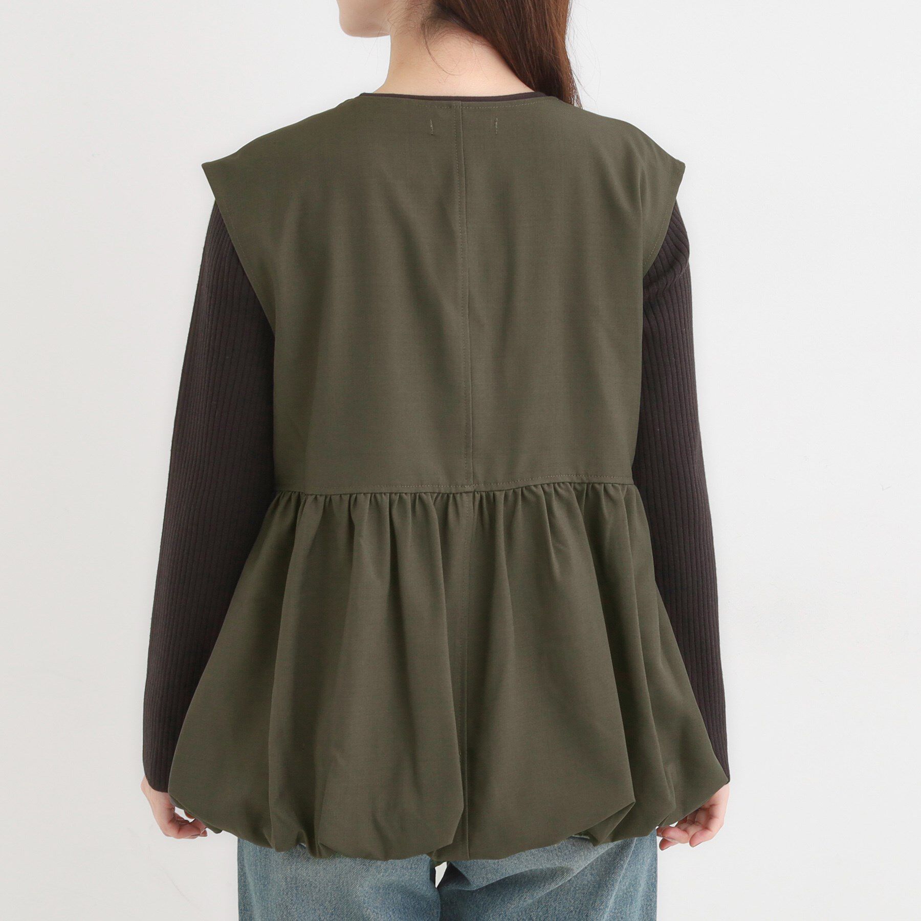 SHOO･LA･RUE「【S-LL】美シルエット 裾バルーンシルエットジレ」|ベスト・ジレ|