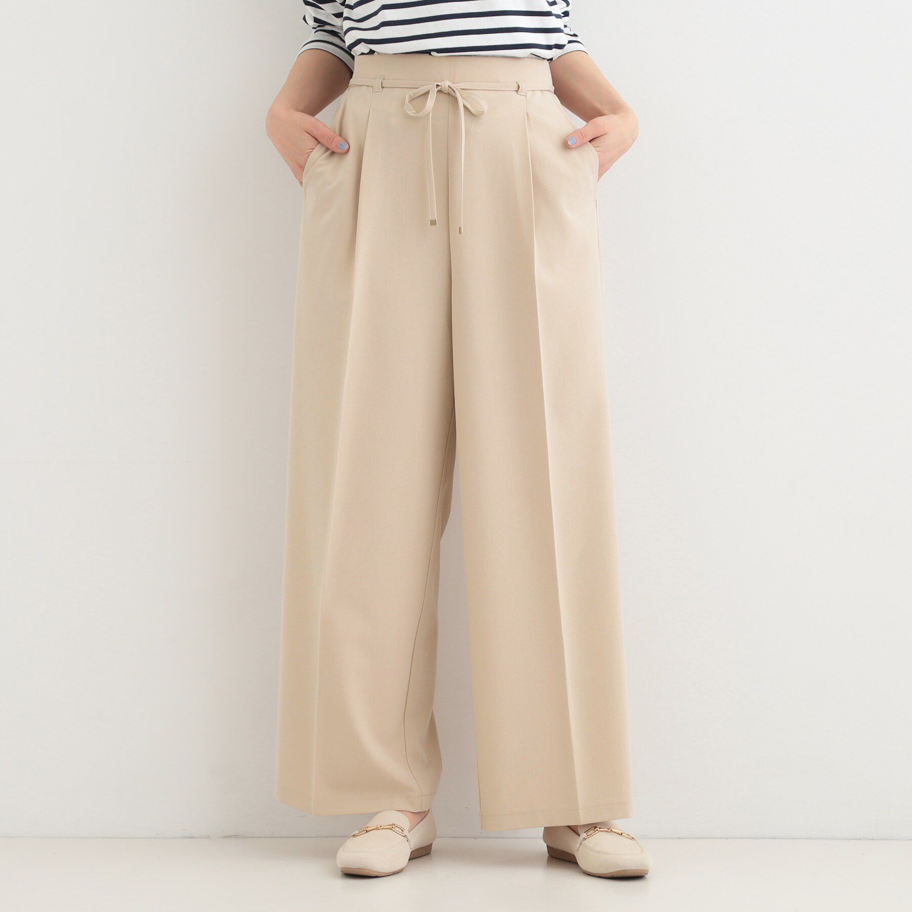 SHOO･LA･RUE「【着丈選べる/S-LL】センタープレスできちんと見え イージーワイドパンツ」|その他|