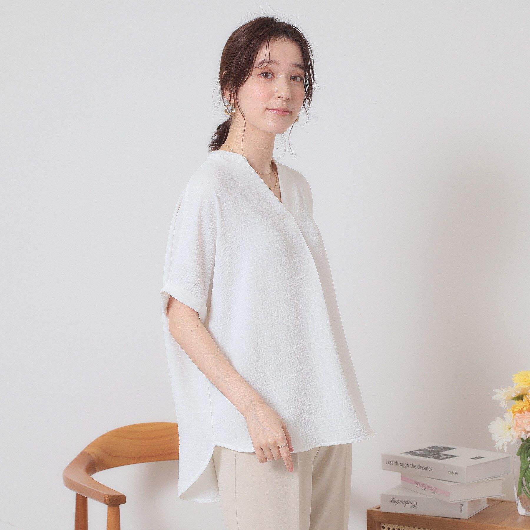 ITS&rsquo;DEMO「【接触冷感／吸水速乾／洗濯機OK】イージーケアスキッパーブラウス＜ラク服シリーズ＞」|シャツ・ブラウス|