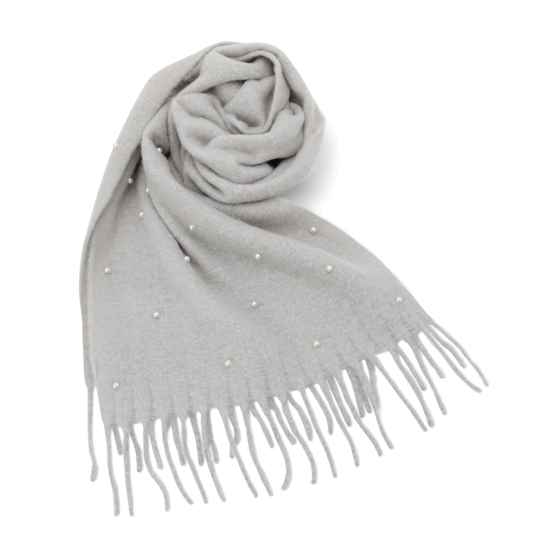 ITS&rsquo;DEMO「【手洗い可】パール調付きバルキーストール」|ストール|グレー(012)