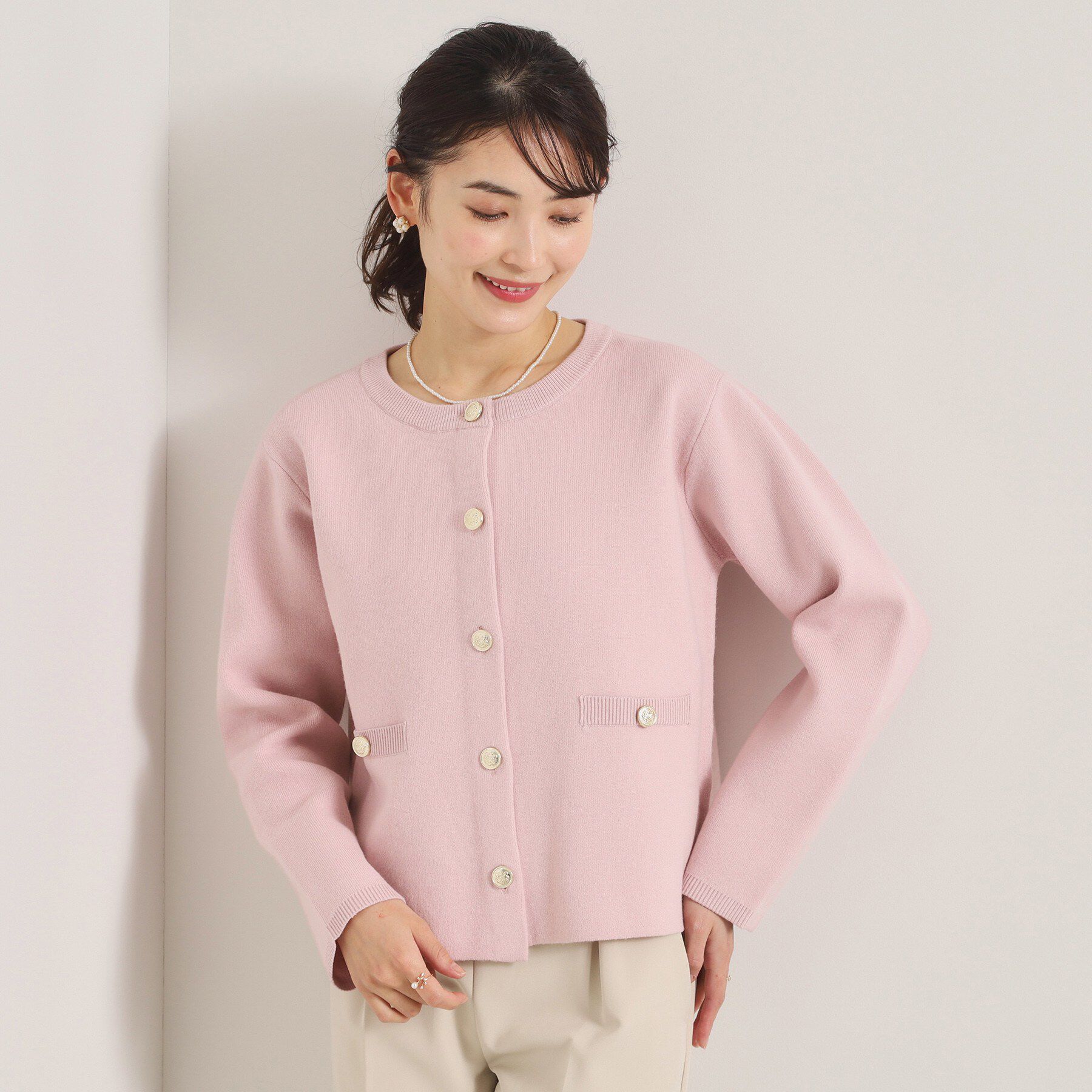 ITS&rsquo;DEMO「【花粉防止／手洗い可】ニットジャケット」|ノーカラージャケット|