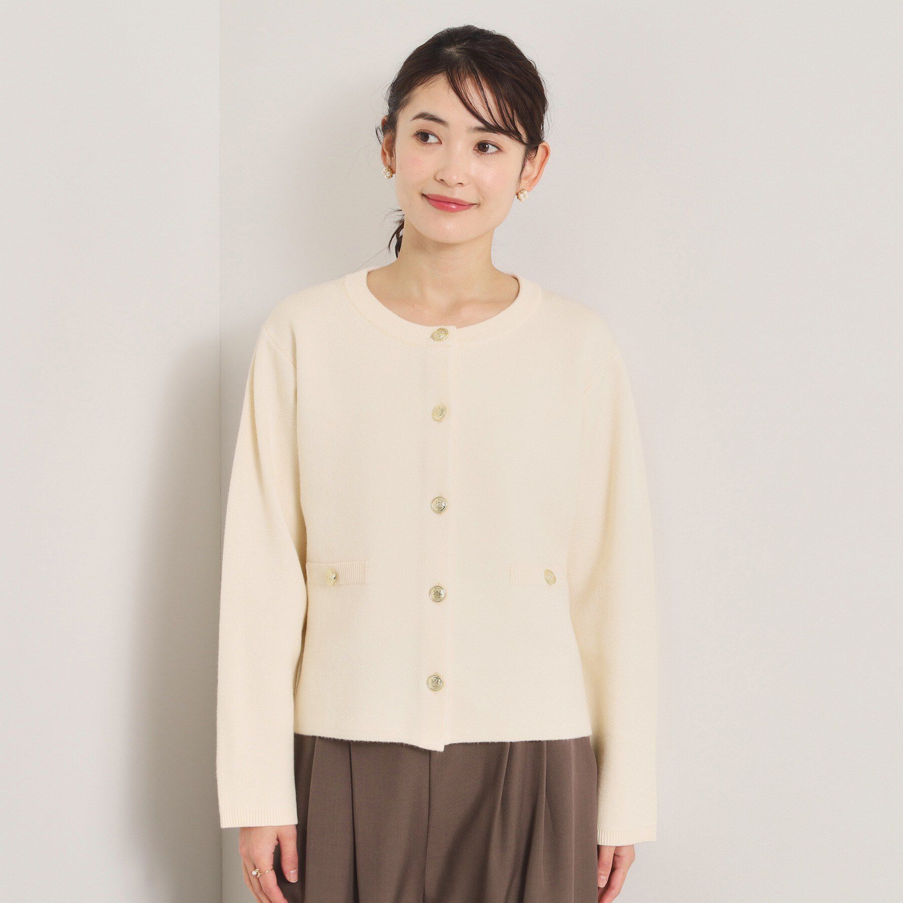 ITS&rsquo;DEMO「【花粉防止／手洗い可】ニットジャケット」|ノーカラージャケット|