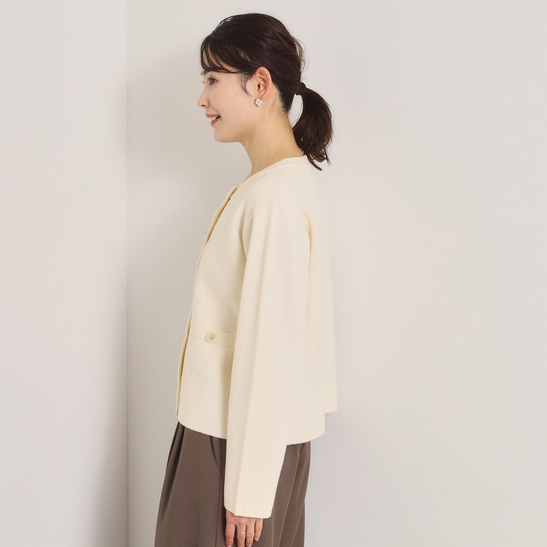 ITS&rsquo;DEMO「【花粉防止／手洗い可】ニットジャケット」|ノーカラージャケット|