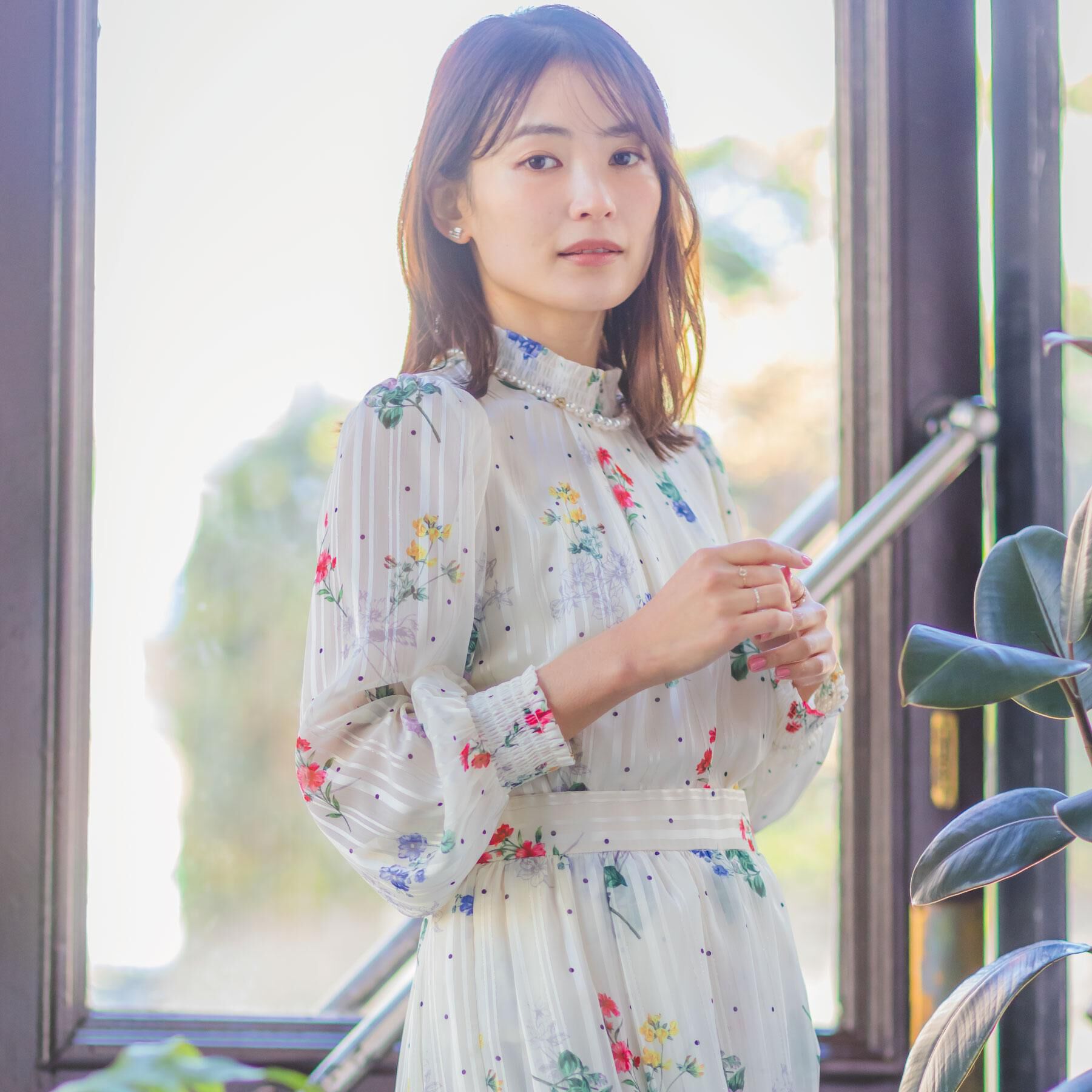 ITS&rsquo;DEMO「【手洗い可／セットアップ可】ラメストライプ花柄ブラウス」|シャツ・ブラウス|