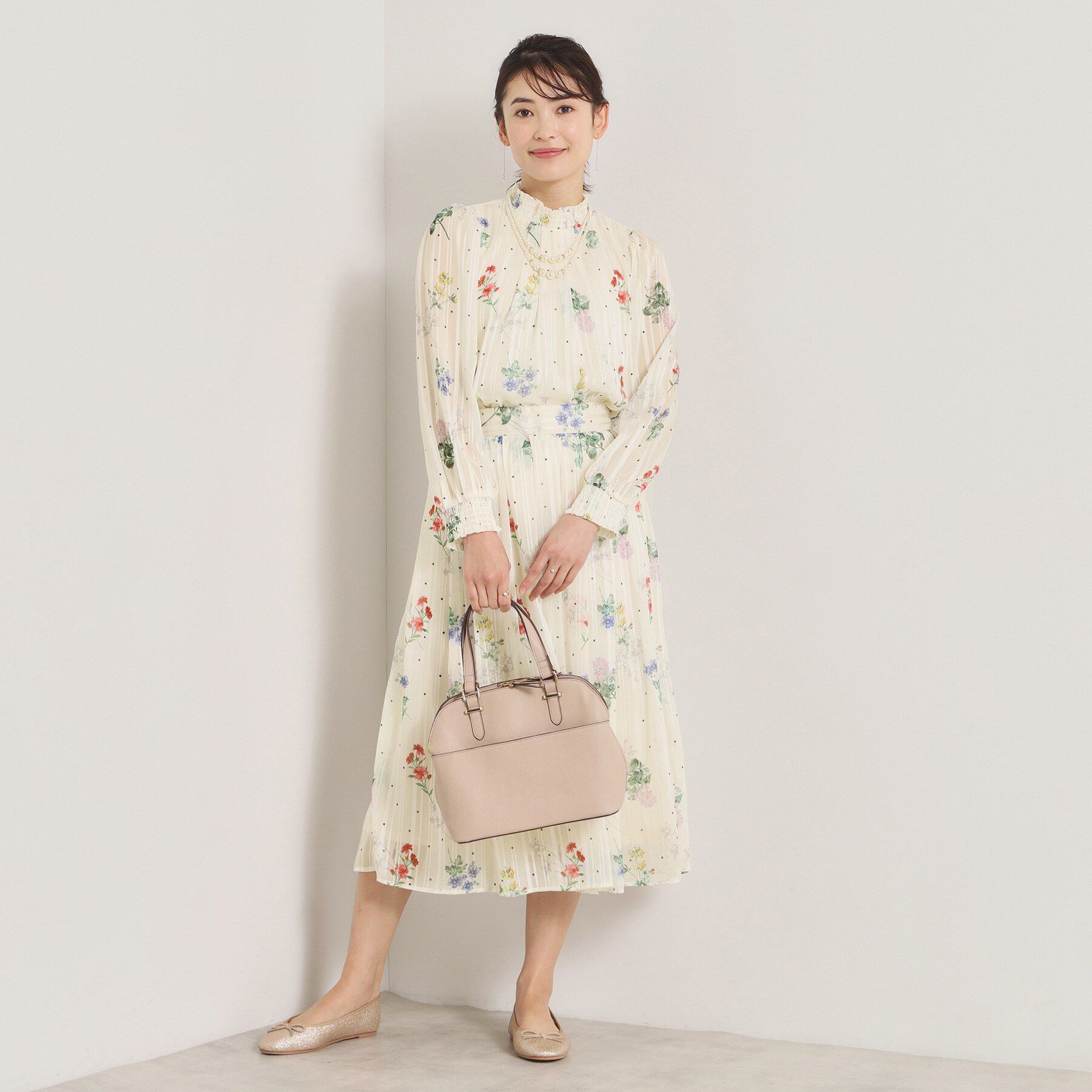 ITS&rsquo;DEMO「【手洗い可／セットアップ可】ラメストライプ花柄ブラウス」|シャツ・ブラウス|