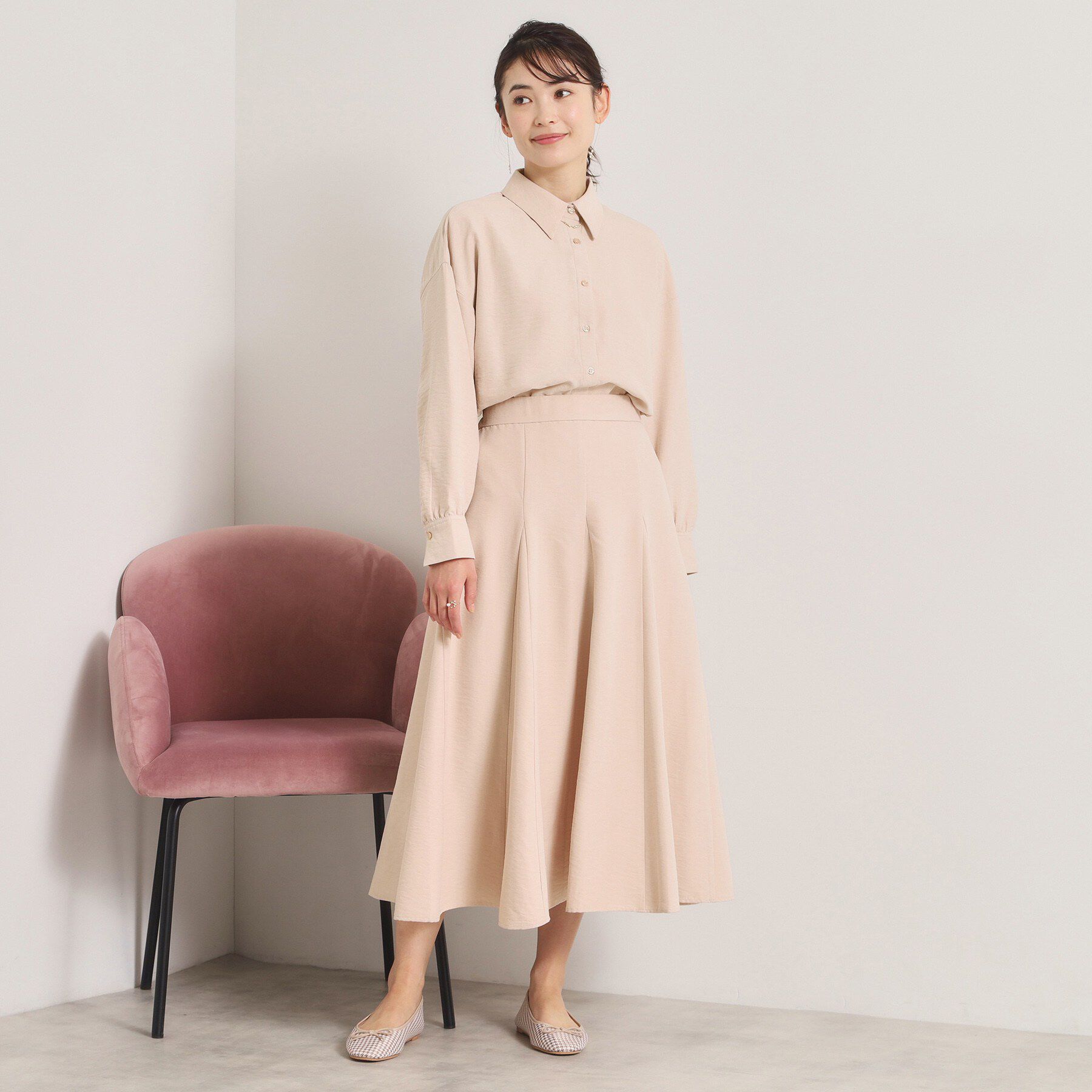 ITS&rsquo;DEMO「【手洗い可／セットアップ可】サテンピーチスカート」|スカート|