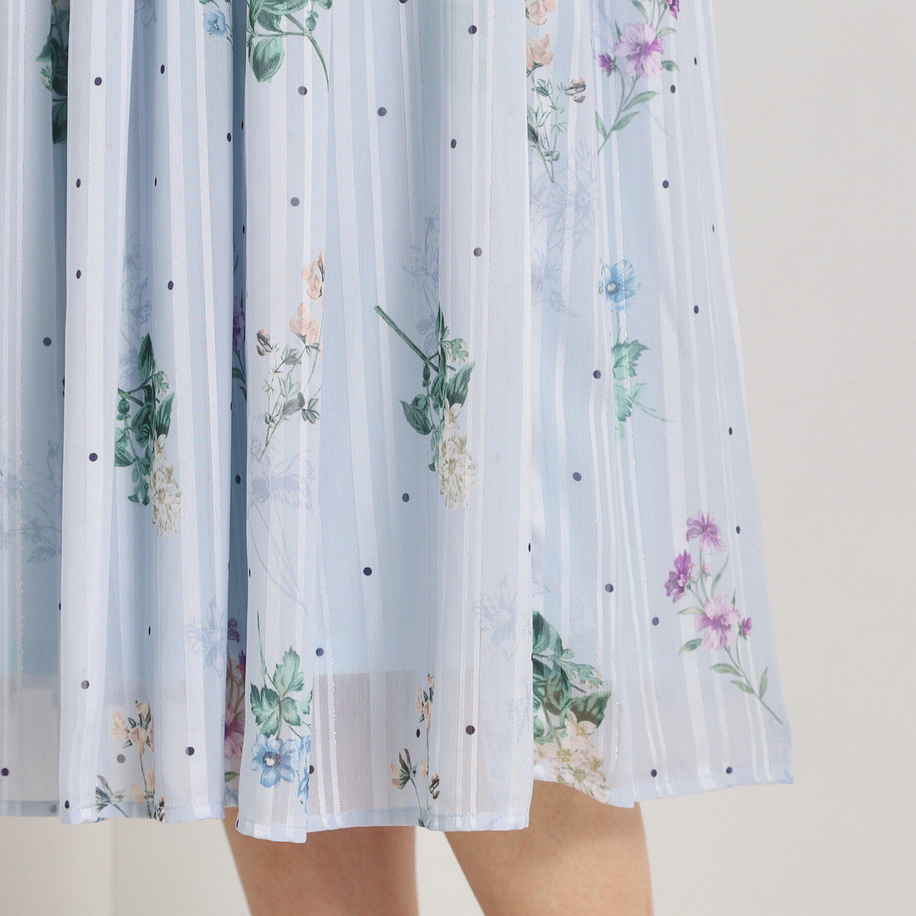 ITS&rsquo;DEMO「【手洗い可／セットアップ可】ラメストライプ花柄スカート」|スカート|