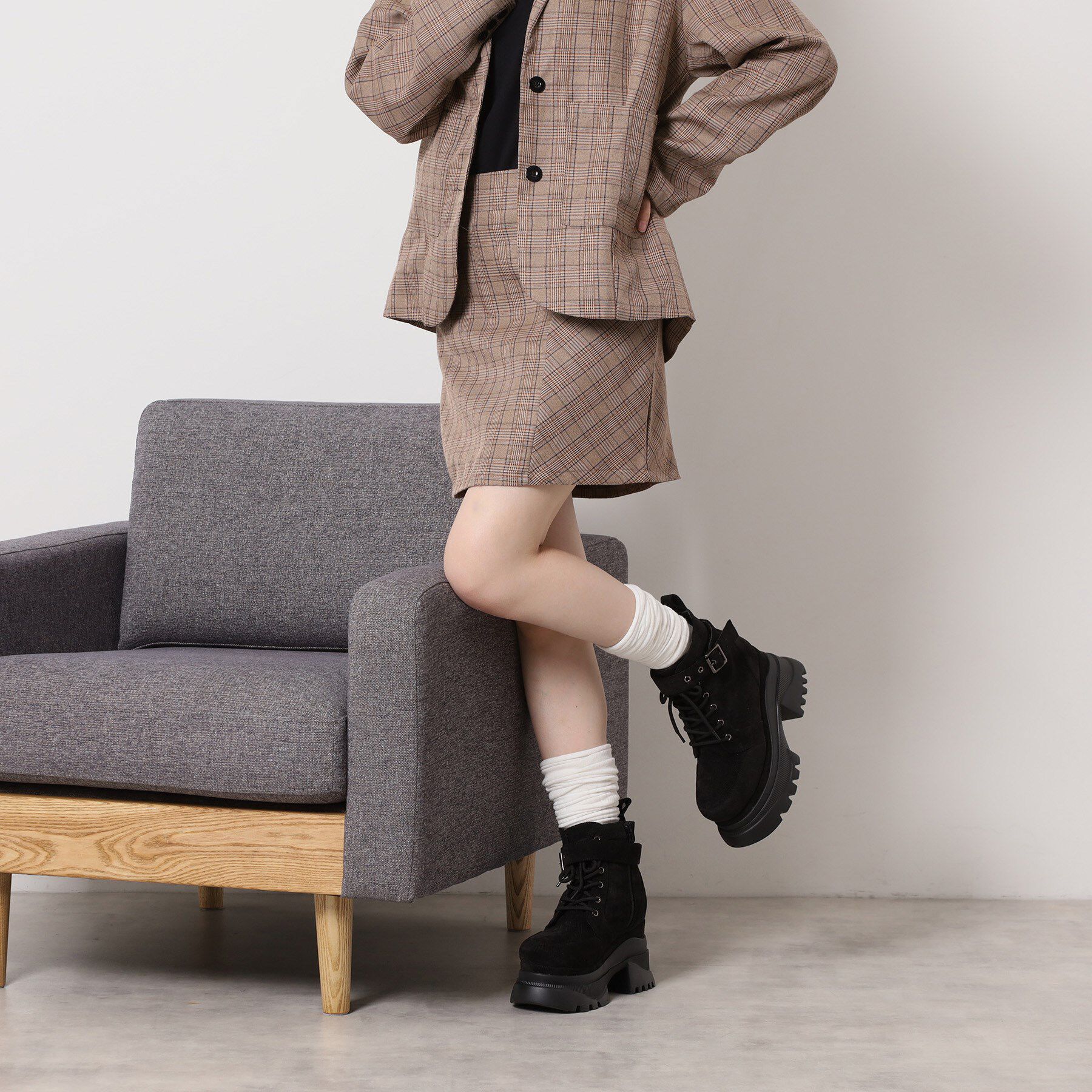 ESPERANZA「レースアップバックル厚底ブーツ」|ショートブーツ|