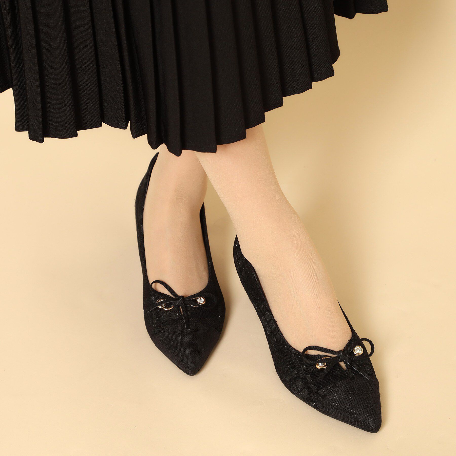 ESPERANZA「ビジューリボンポインテッドパンプス」|パンプス|