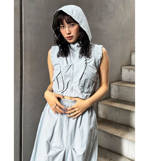 MURUA「シャーリングフードベスト【セットアップ着用可】」|ベスト・ジレ|