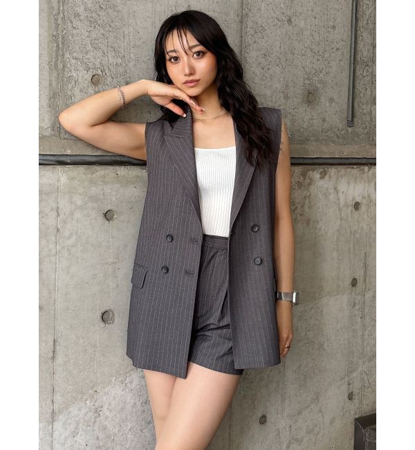 MURUA「ピークドラペルダブルミドルジレ」|ベスト・ジレ|