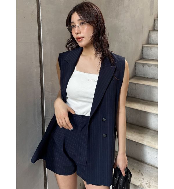 MURUA「ピークドラペルダブルミドルジレ」|ベスト・ジレ|