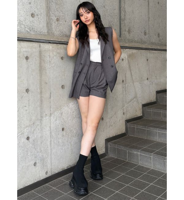 MURUA「ピークドラペルダブルミドルジレ」|ベスト・ジレ|