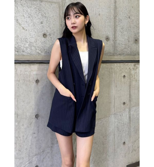 MURUA「ピークドラペルダブルミドルジレ」|ベスト・ジレ|