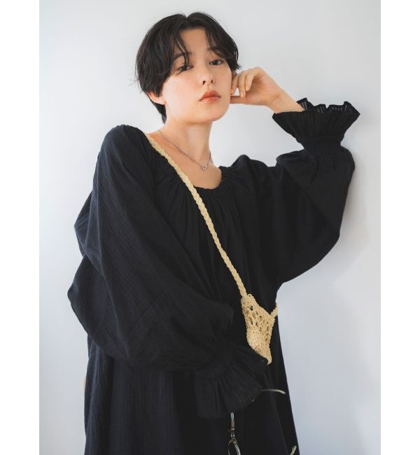 Ungrid「オフショルギャザーボリュームワンピース」|ワンピース|