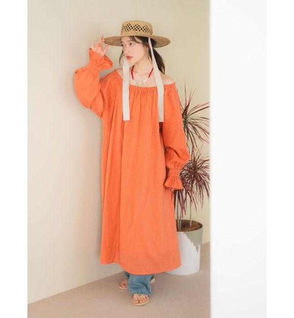 Ungrid「オフショルギャザーボリュームワンピース」|ワンピース|