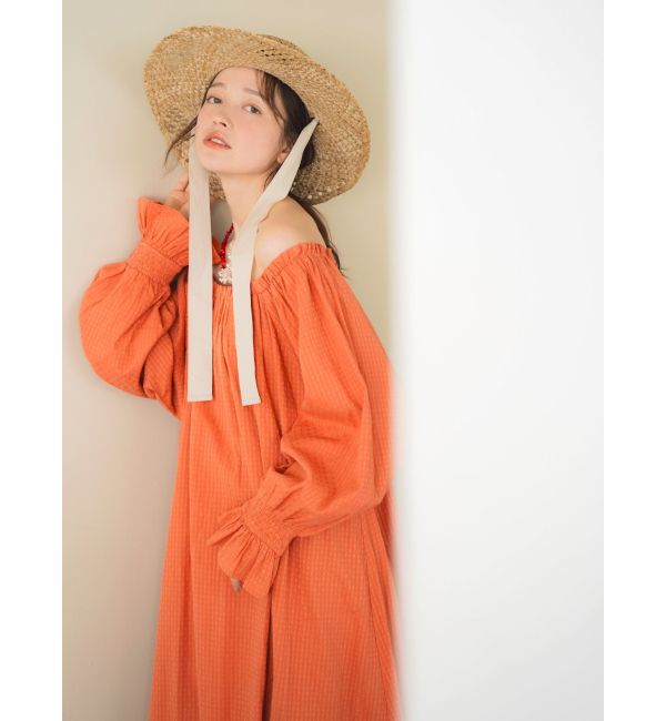 Ungrid「オフショルギャザーボリュームワンピース」|ワンピース|