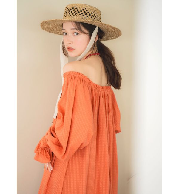 Ungrid「オフショルギャザーボリュームワンピース」|ワンピース|