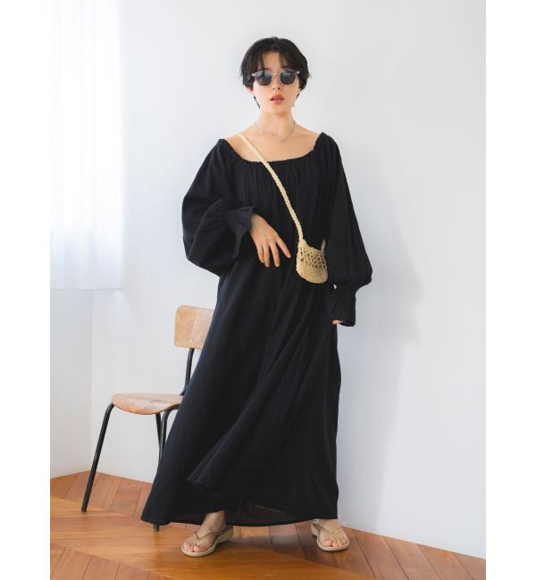 Ungrid「オフショルギャザーボリュームワンピース」|ワンピース|