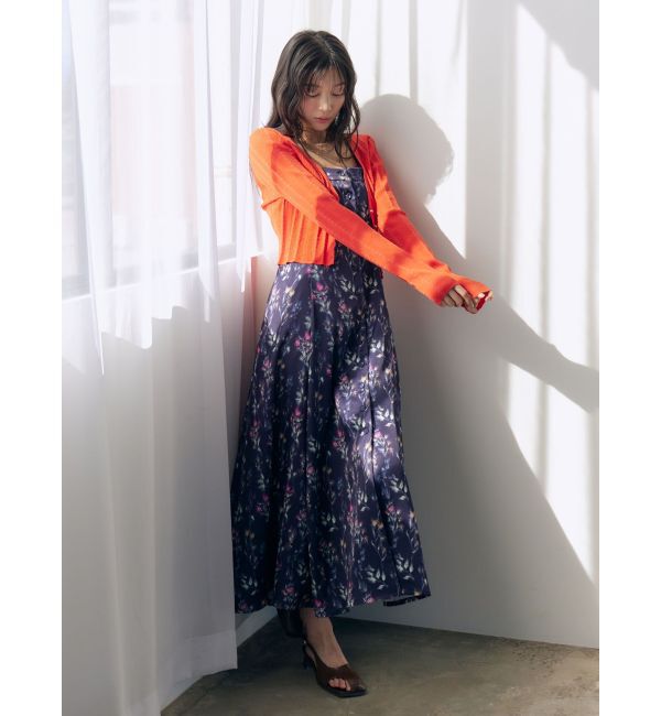 LAGUNAMOON「フロントボタンデザインフロ-ラルプリントサテンキャミワンピース」|ワンピース|