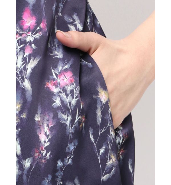 LAGUNAMOON「フロントボタンデザインフロ-ラルプリントサテンキャミワンピース」|ワンピース|