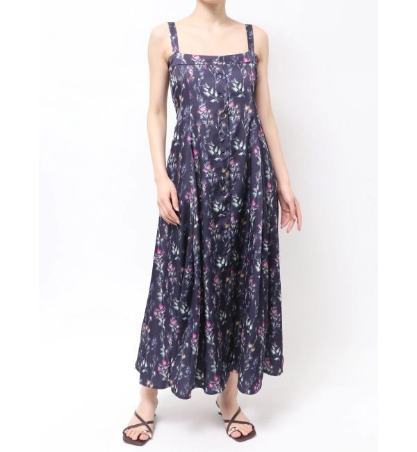 LAGUNAMOON「フロントボタンデザインフロ-ラルプリントサテンキャミワンピース」|ワンピース|