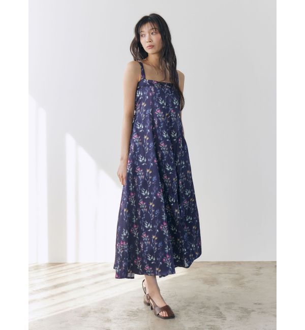 LAGUNAMOON「フロントボタンデザインフロ-ラルプリントサテンキャミワンピース」|ワンピース|