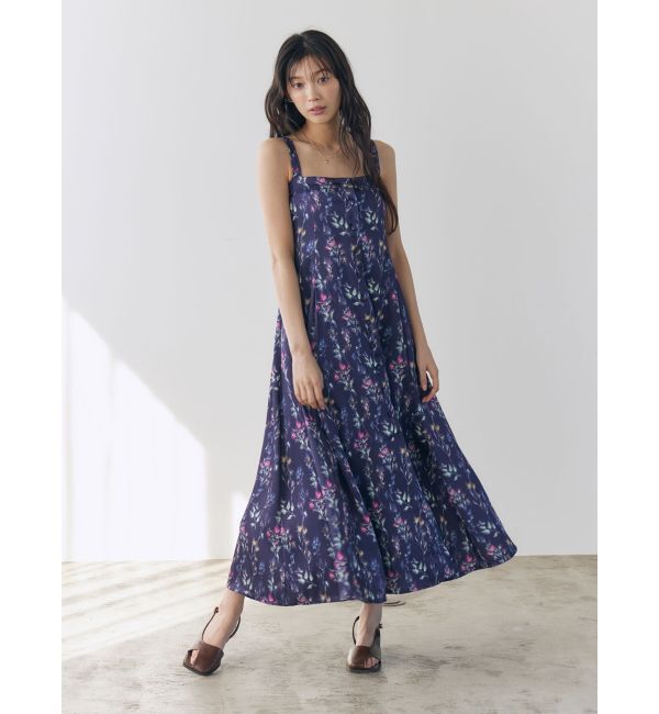 LAGUNAMOON「フロントボタンデザインフロ-ラルプリントサテンキャミワンピース」|ワンピース|