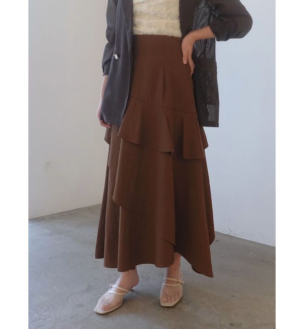 LAGUNAMOON「フレアティアードスカート」|スカート|ブラウン
