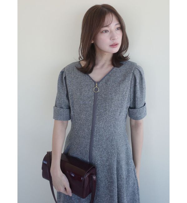 LAGUNAMOON「フロントジップVネックフレアワンピース」|ワンピース|