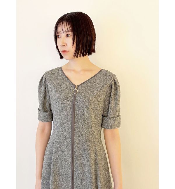 LAGUNAMOON「フロントジップVネックフレアワンピース」|ワンピース|