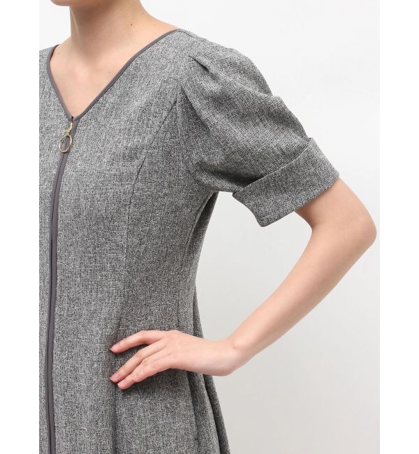 LAGUNAMOON「フロントジップVネックフレアワンピース」|ワンピース|