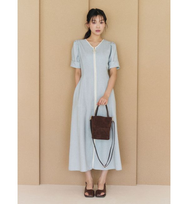 LAGUNAMOON「フロントジップVネックフレアワンピース」|ワンピース|