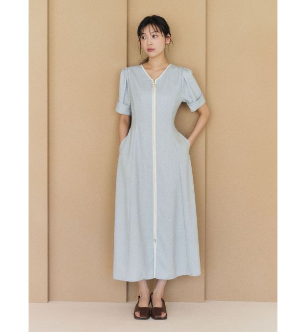 LAGUNAMOON「フロントジップVネックフレアワンピース」|ワンピース|