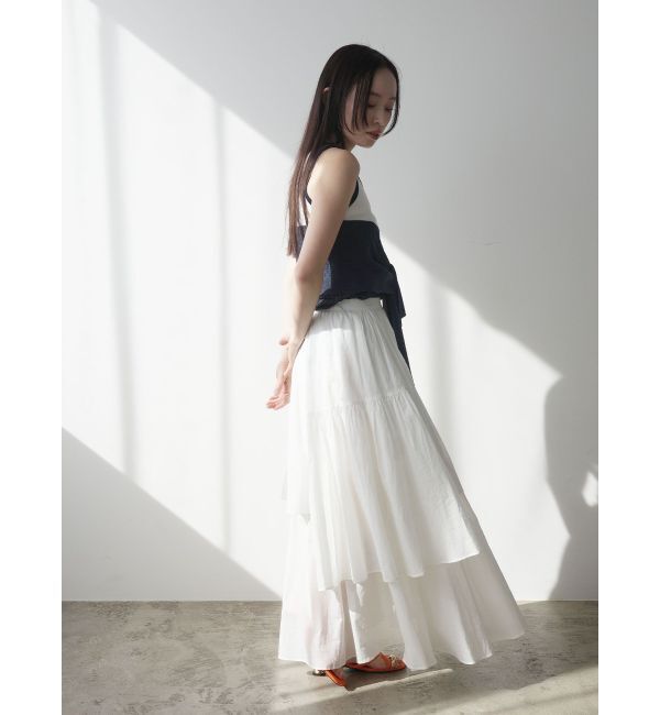 LAGUNAMOON「アシメティアードコットンスカート」|スカート|