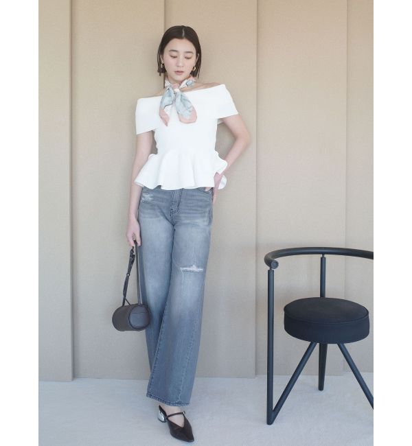 LAGUNAMOON「ペプラムオフショルニットプルオーバー」|ニット・セーター|