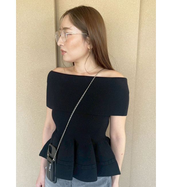 LAGUNAMOON「ペプラムオフショルニットプルオーバー」|ニット・セーター|