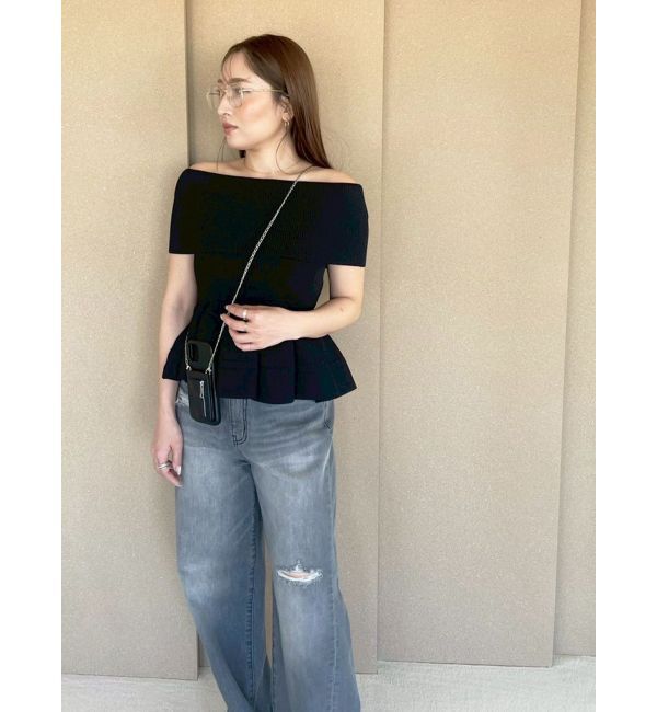 LAGUNAMOON「ペプラムオフショルニットプルオーバー」|ニット・セーター|