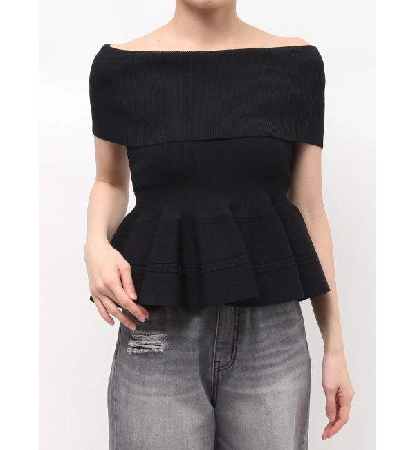 LAGUNAMOON「ペプラムオフショルニットプルオーバー」|ニット・セーター|