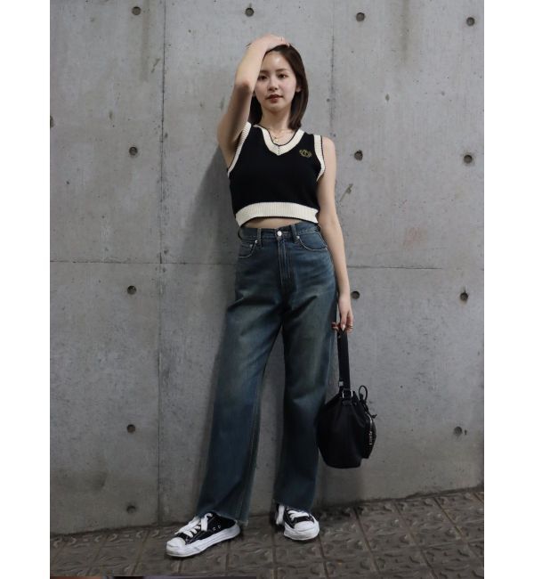 EVRIS「エンブレムクロップドニットベスト」|ベスト・ジレ|