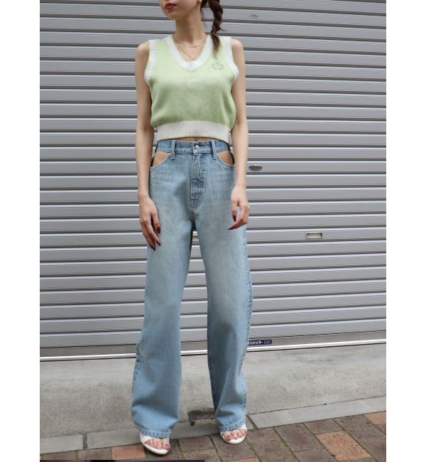 EVRIS「エンブレムクロップドニットベスト」|ベスト・ジレ|