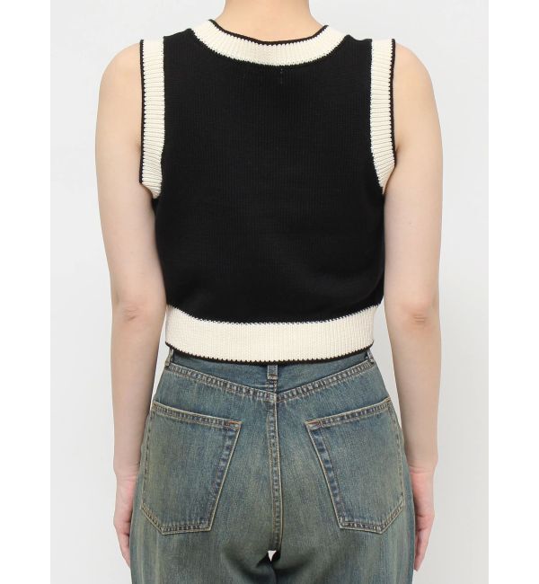 EVRIS「エンブレムクロップドニットベスト」|ベスト・ジレ|
