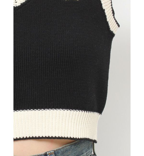 EVRIS「エンブレムクロップドニットベスト」|ベスト・ジレ|