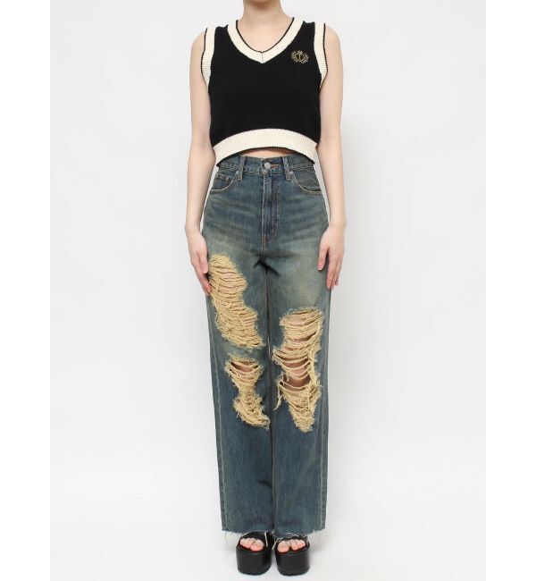 EVRIS「エンブレムクロップドニットベスト」|ベスト・ジレ|