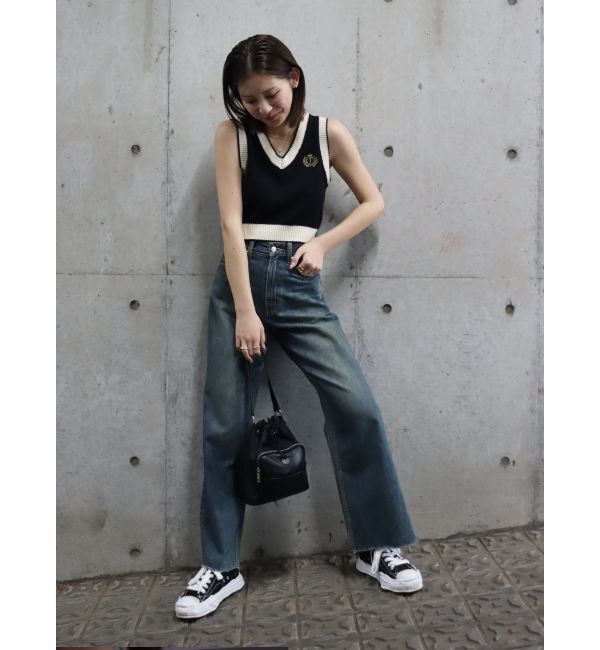 EVRIS「エンブレムクロップドニットベスト」|ベスト・ジレ|